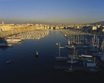High angle view of boats at an old port, Marseille, France von Panoramic Images