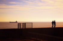 Walkers at Fishing Harbour, Dunmore East, County Waterford, Ireland by Panoramic Images