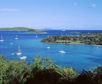 US Virgin Islands, St. John, Caneel Bay, High angle view of boats in the sea by Panoramic Images