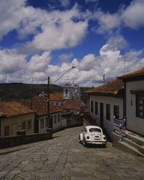 Houses along a cobblestone street, Diamantina, Minas Gerais, Brazil von Panoramic Images