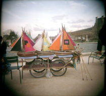 Miniature sailboats on a cart for sale von Panoramic Images