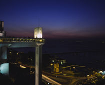 Lacerda elevator lit up at night, Salvador, Bahia, Brazil by Panoramic Images