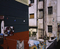 High angle view of clothes drying on a clothesline von Panoramic Images