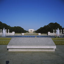 Texts on a memorial plaque, National World War II Memorial, Washington DC, USA by Panoramic Images