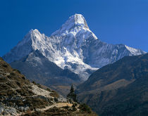 Nepal, Ama Dablam Trail, Temple in the extreme terrain of the mountains von Panoramic Images