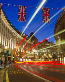 UK. London. Regent Street. Union Jack decorations for Royal Wedding. by Alan Copson