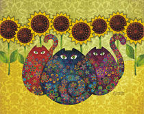 Cats With Sunflowers by Sandra Vargas