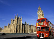 London. Big Ben and Double Decker Bus. by Alan Copson