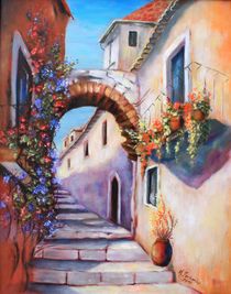 Romantische Gasse - Mediterrane Malerei by Marita Zacharias