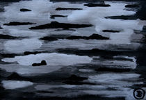 vereister Fluss im Mondlicht von Birgit Oehmig