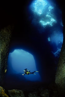 Blue Windows, Cave, diver, Ibiza von Norbert Probst