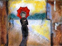 Frau mit rotem Schirm von Ursula Besuden-Loesken