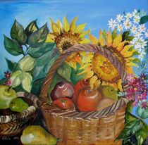 Apfelkorb mit Sonnenblumen von Dorothea "Elia" Piper