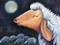 Träumendes Schaf bei Nacht von Annette Kretzschmar