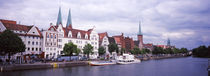 Buildings at the riverside, Trave River, Lubeck, Schleswig-Holstein, Germany von Panoramic Images