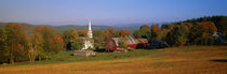 Church and a barn in a field, Peacham, Vermont, USA von Panoramic Images