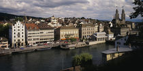 High angle view of buildings along a river, River Limmat, Zurich, Switzerland von Panoramic Images