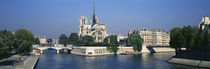 Cathedral along a river, Notre Dame Cathedral, Seine River, Paris, France by Panoramic Images