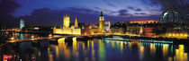 Buildings lit up at dusk, Big Ben, Houses Of Parliament, London, England von Panoramic Images