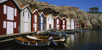 Boats moored at the dock, Smogen, Sotenas Municipality, Bohuslan, Sweden by Panoramic Images
