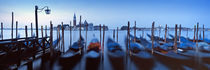 Row of gondolas moored near a jetty, Venice, Italy von Panoramic Images