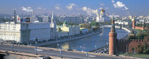 Buildings at the waterfront, Moskva River, Moscow, Russia by Panoramic Images