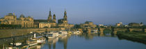 Boats Moored At A Harbor, Elbe River, Dresden, Germany von Panoramic Images