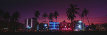 Panorama Print - Hotels bei Nacht beleuchtet, South Beach Miami, Florida, USA von Panoramic Images