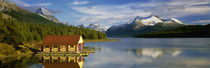 Boathouse at the lakeside, Maligne Lake, Jasper National Park, Alberta, Canada by Panoramic Images