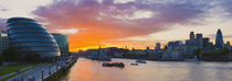 City hall with office buildings at sunset, Thames River, London, England 2010 by Panoramic Images