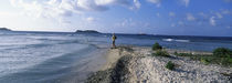 Tourist fishing on the beach, Sandy Cay, Carriacou, Grenada von Panoramic Images