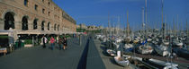 Pedestrian walkway along a harbor, Barcelona, Catalonia, Spain by Panoramic Images