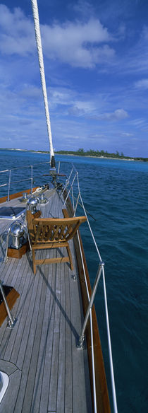Chair on a boat deck, Exumas, Bahamas by Panoramic Images