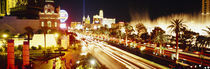 Buildings in a city lit up at night, Las Vegas, Nevada, USA von Panoramic Images