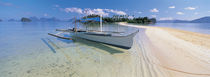 Fishing boat moored on the beach, Palawan, Philippines by Panoramic Images