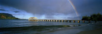 Rainbow over a pier, Hanalei, Kauai, Hawaii, USA by Panoramic Images