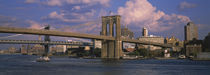 Boat in a river, Brooklyn Bridge, East River, New York City, New York State, USA by Panoramic Images