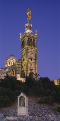 Low angle view of a tower of a church, Notre Dame De La Garde, Marseille, France by Panoramic Images