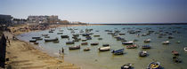 Boats moored at a harbor, Playa De La Caleta, Cadiz, Andalusia, Spain von Panoramic Images