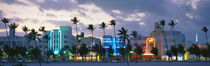 Buildings Lit Up At Dusk, Ocean Drive, Miami Beach, Florida, USA by Panoramic Images