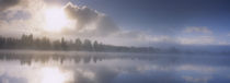 Panoramic view of a river at dawn, Vuoski River, Imatra, Finland by Panoramic Images