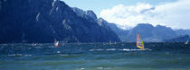 Windsurfing on a lake, Lake Garda, Italy von Panoramic Images