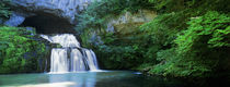 Waterfall in a forest, Lison River, Jura, France by Panoramic Images