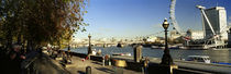 Ferris wheel at the riverbank, Millennium Wheel, Thames River, London, England by Panoramic Images