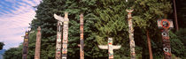 Totem poles in a park, Stanley Park, Vancouver, British Columbia, Canada von Panoramic Images