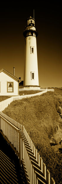 Lighthouse on a cliff, Pigeon Point Lighthouse, California, USA by Panoramic Images