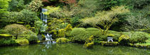 Waterfall in a garden, Japanese Garden, Washington Park, Portland, Oregon, USA von Panoramic Images