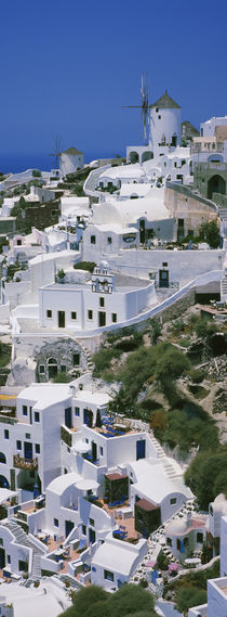 High angle view of a town, Oia, Santorini, Cyclades Islands, Greece by Panoramic Images