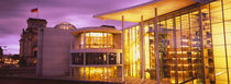 Buildings lit up at dusk, Paul Lobe Haus, The Reichstag, Berlin, Germany by Panoramic Images