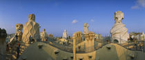 Chimneys on the roof of a building, Casa Mila, Barcelona, Catalonia, Spain von Panoramic Images